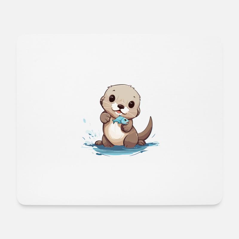 Süßer Babyotter - Mousepad (Querformat) - Weiß
