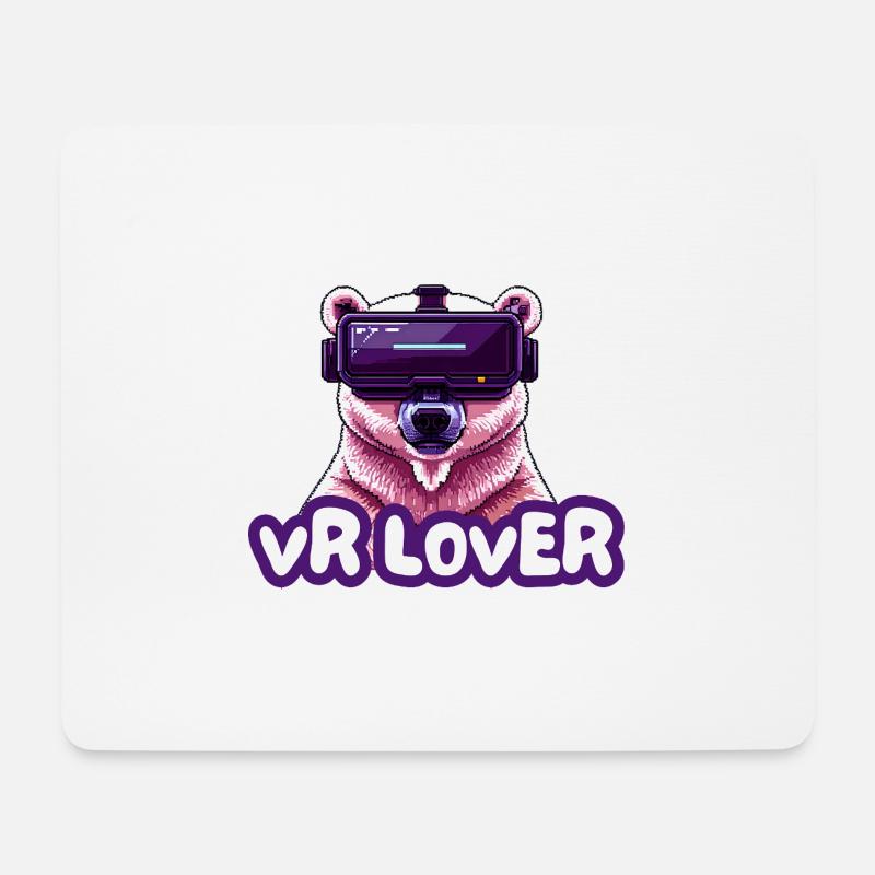 VR Bear with Virtual Reality Glasses - Mouse Pad (horizontal) - white