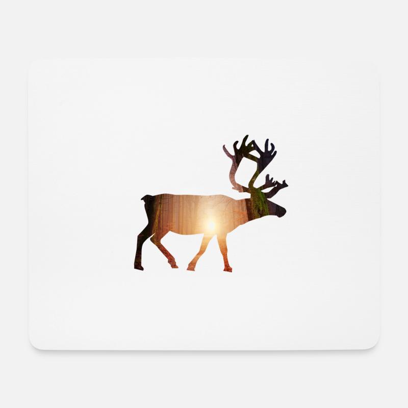 Hirschkuh Waldtiere - Mousepad (Querformat) - Weiß