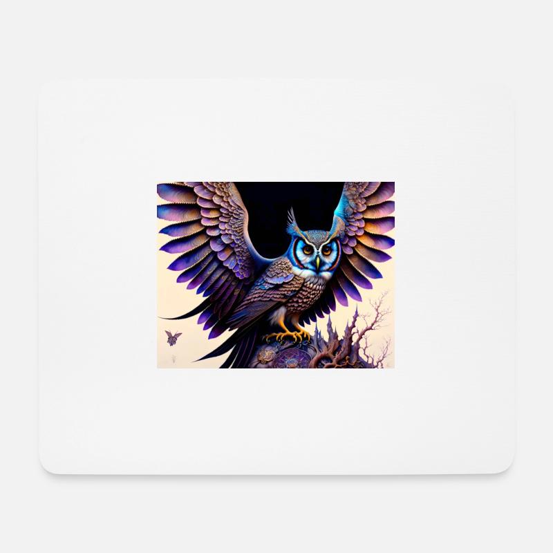 Eule - Mousepad (Querformat) - Weiß