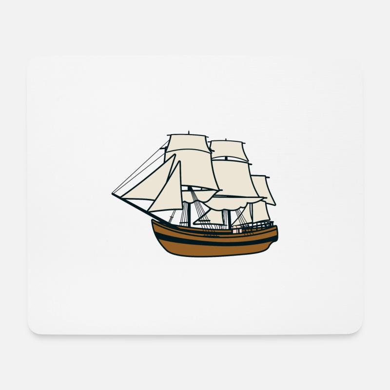 Segelschiff - Mousepad (Querformat) - Weiß