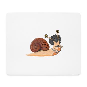 Retro Disco Hippie Schnecke mit Peacezeichen - Mousepad (Querformat) - Weiß - Vorne