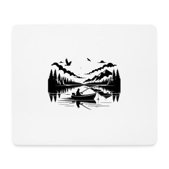 Angel Campingerlebnis am See im Wald - Mousepad (Querformat) - Weiß - Vorne