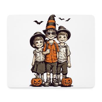 Retro Halloween Trick or Treat Pumpkin and Kids - Mouse Pad (horizontal) - white - Front