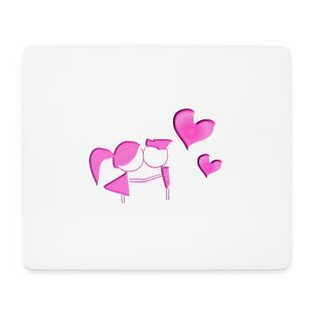 Pärchen Symbol Liebe Herzen glitzer rosa - Mousepad (Querformat) - Weiß - Vorne