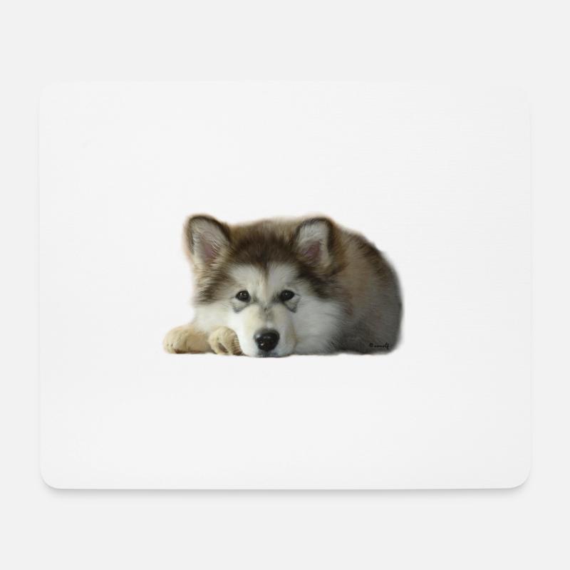 Chiot malamute Maia - Tapis de souris (format paysage) - blanc