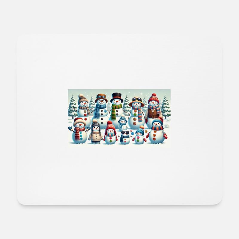 Winterspaß mit Schneemännern - Mousepad (Querformat) - Weiß