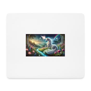 Ein mystisches Einhorn mit leuchtendem Horn - Mousepad (Querformat) - Weiß - Vorne