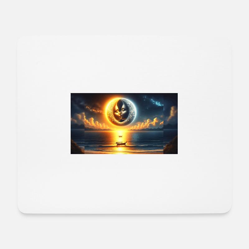 Mond und Sonne umarmen sich - Mousepad (Querformat) - Weiß