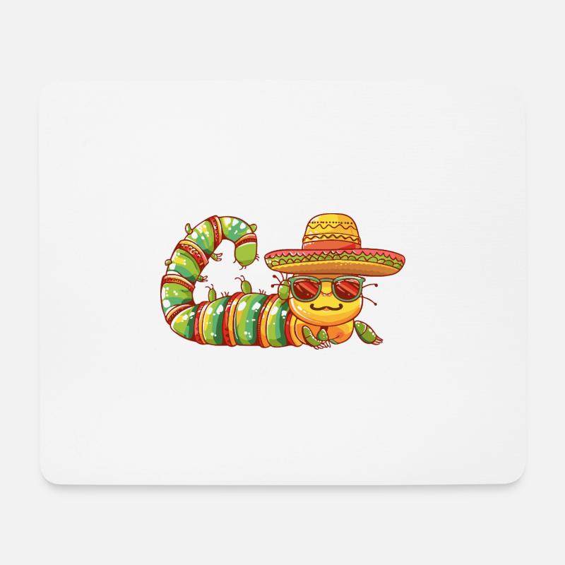 Wurm Lustig Sombrero - Mousepad (Querformat) - Weiß
