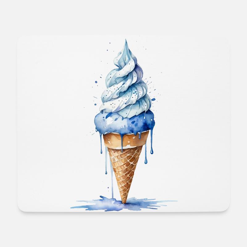 Kühl und erfrischend - Blue Cream Cone - Mousepad (Querformat) - Weiß
