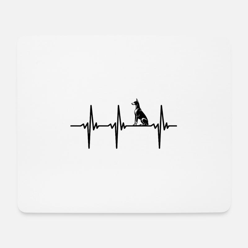 Herzschlag für stolze Dobermann Hunde - Mousepad (Querformat) - Weiß