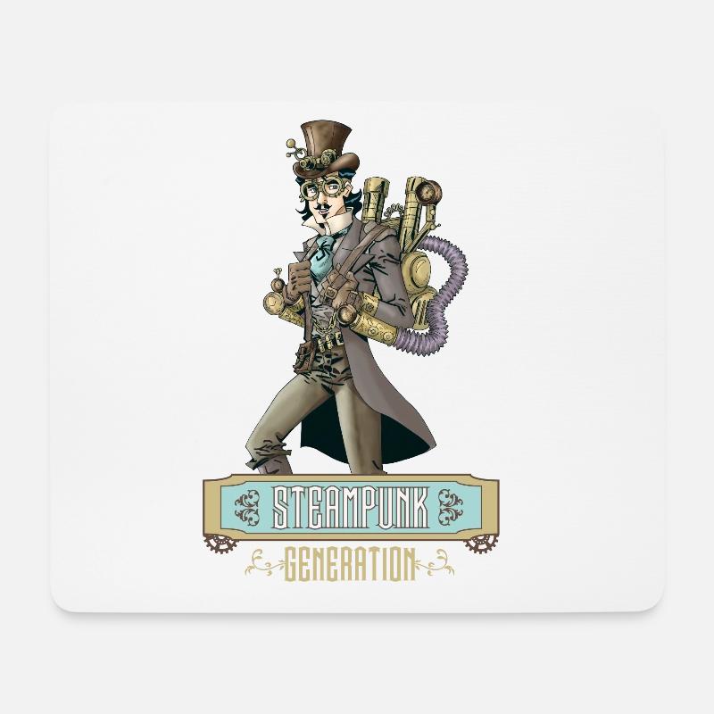 Steampunk-Generation - Mousepad (Querformat) - Weiß