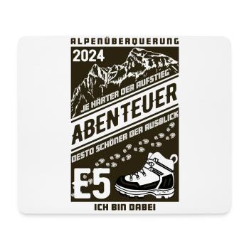 Abenteuer E5 Alpenüberquerung 2024 - Mousepad (Querformat) - Weiß - Vorne