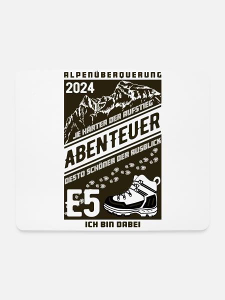 Abenteuer E5 Alpenüberquerung 2024 - Mousepad (Querformat) - Weiß