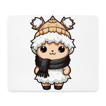 Alpaca Winter Animal Baby Comic - Mouse Pad (horizontal) - white - Front