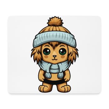 Löwe Winter Tier Baby Comic - Mousepad (Querformat) - Weiß - Vorne