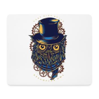 Eule - Steampunk Owl - Mousepad (Querformat) - Weiß - Vorne