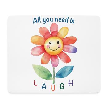 Tout ce dont vous avez besoin, c’est de rire - fleur souriante - Tapis de souris (format paysage) - blanc - Devant
