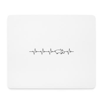 Pig dog heartbeat black - Mouse Pad (horizontal) - white - Front