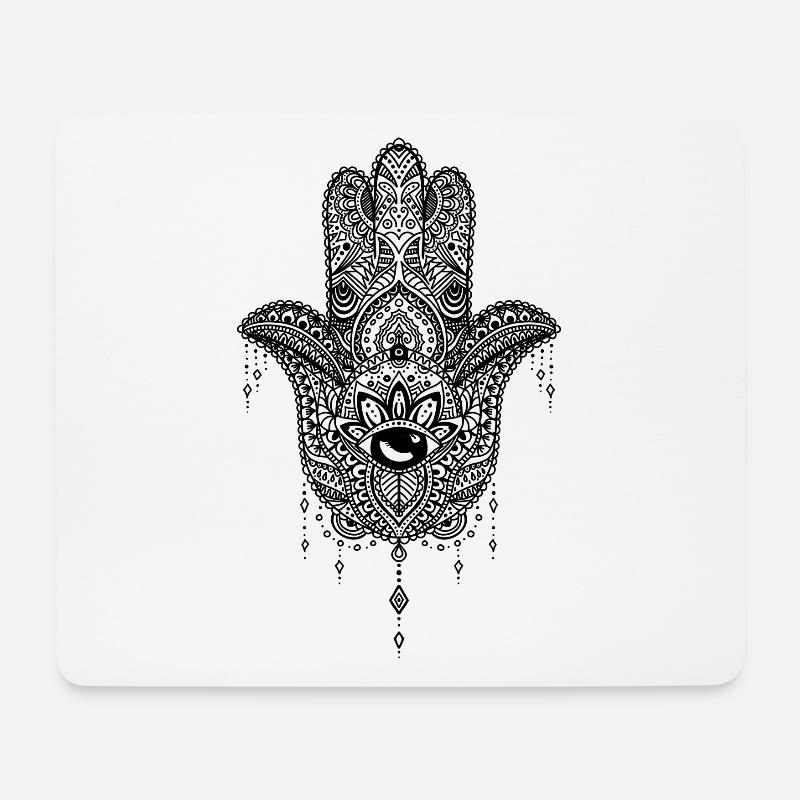 Hand der Fatima - schwarz - Mousepad (Querformat) - Weiß