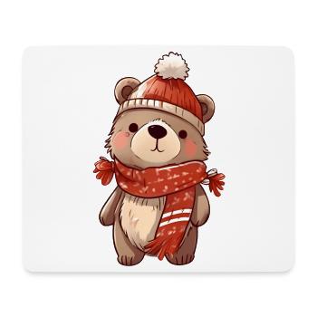 Cute bear in festive winter look! - Mouse Pad (horizontal) - white - Front