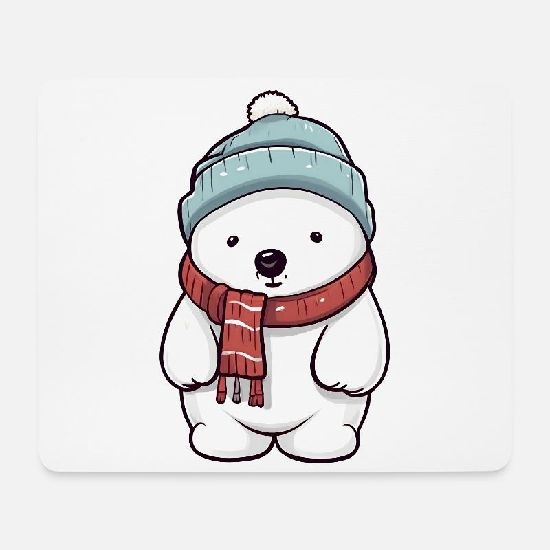 Niedlicher Eisbär im festlichen Winter-Look! - Mousepad (Querformat) - Weiß