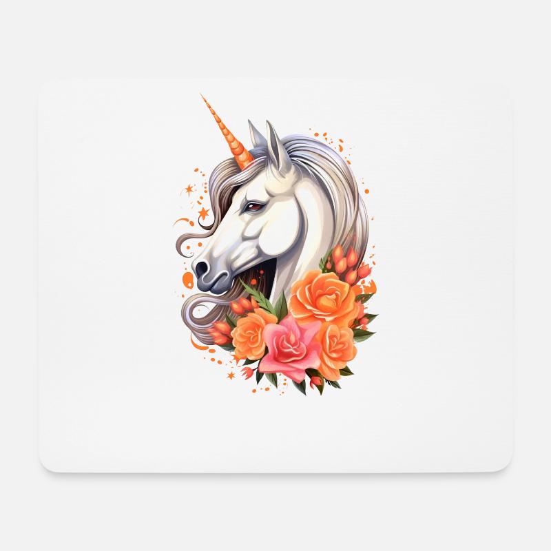 Einhorn Rosenzauber - Mousepad (Querformat) - Weiß