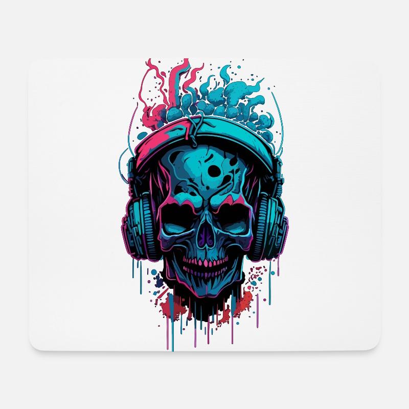 Graffiti Headphone Skull - Mousepad (Querformat) - Weiß