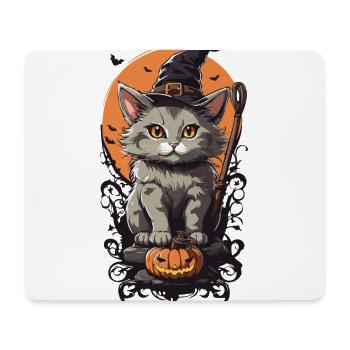 Süße Hexen Katze lustiges Halloween Zauber Design - Mousepad (Querformat) - Weiß - Vorne