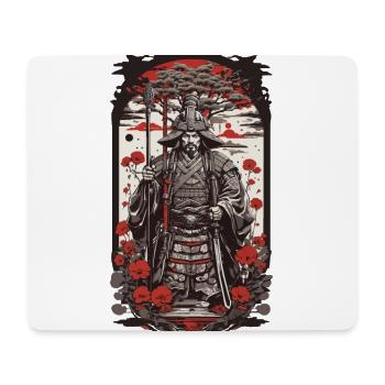Retro Samurai Shogun & Farbholzschnitt Design - Mousepad (Querformat) - Weiß - Vorne
