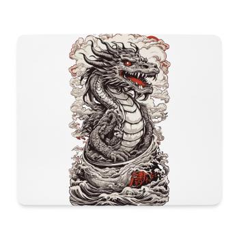Retro Ukiyo-E Dragon Japan Wave Art Design - Mouse Pad (horizontal) - white - Front