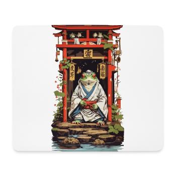 Grenouille fantaisie dans le design rétro du Temple Japon - Tapis de souris (format paysage) - blanc - Devant