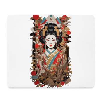Retro Geisha Popart Japan Art Style - Mousepad (Querformat) - Weiß - Vorne