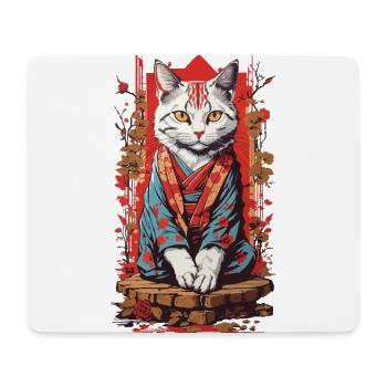 Japanische Ukiyo-E Katzen Geisha Kunst Design - Mousepad (Querformat) - Weiß - Vorne