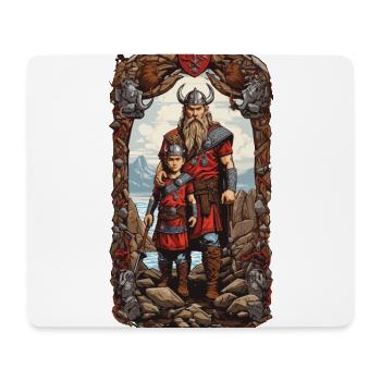 Stolzer Wikinger Papa & Sohn Vatertag Geschenk - Mousepad (Querformat) - Weiß - Vorne