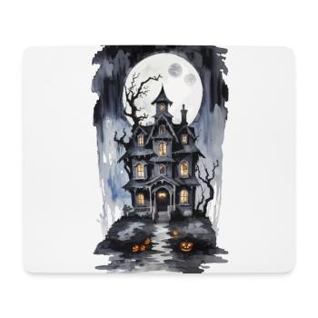 Halloween pleine lune sorcière maison horreur Design - Tapis de souris (format paysage) - blanc - Devant