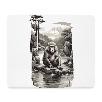 Singe japonais dans l’Art Vintage de source chaude - Tapis de souris (format paysage) - blanc - Devant