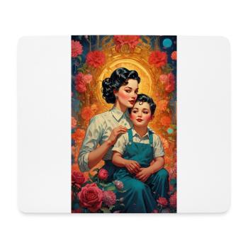Mutter mit Kind und Rosen- Retro 50er Jahre - Mousepad (Querformat) - Weiß - Vorne
