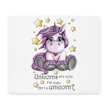 Cuddly Unicorn Starry Sky Illustration Motif - Mouse Pad (horizontal) - white - Front