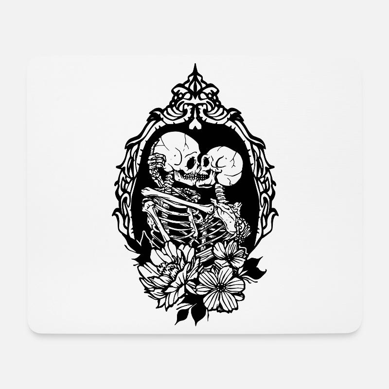 Verliebte Skelette - Mousepad (Querformat) - Weiß
