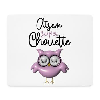 Atsem super chouette rose 3D - Tapis de souris (format paysage) - blanc - Devant