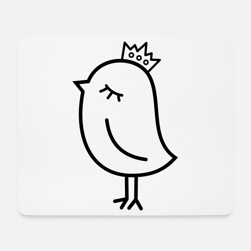 Spatz mit Krone – Niedlicher Vogel Cartoon Motiv - Mousepad (Querformat) - Weiß