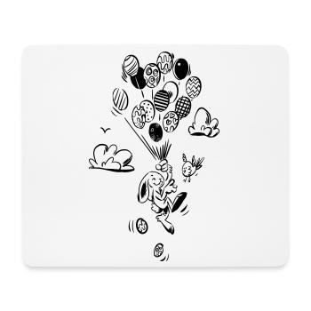 Fliegender Hase mit Luftballons - Mousepad (Querformat) - Weiß - Vorne