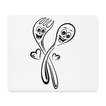 Löffel und Gabel mit Herzen. - Mousepad (Querformat) - Weiß - Vorne