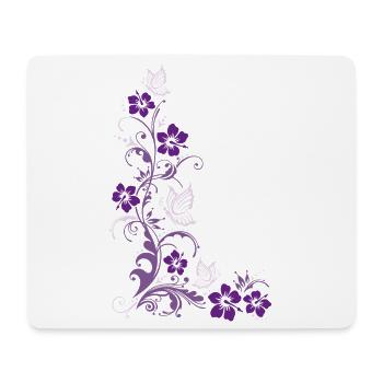 Hibiscus fleurs et papillons - Tapis de souris (format paysage) - blanc - Devant