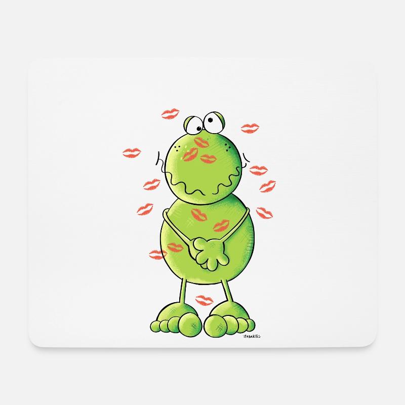 Kiss Me Frosch - Mousepad (Querformat) - Weiß