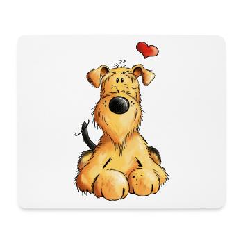 Airedale Terrier Love - Hund - Geschenk - Comic - Mousepad (Querformat) - Weiß - Vorne