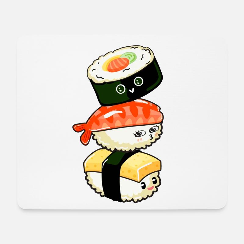 Sushi Kawaii - Mousepad (Querformat) - Weiß