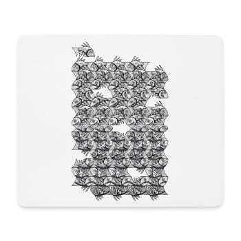Poisson monochrome répété - Tapis de souris (format paysage) - blanc - Devant